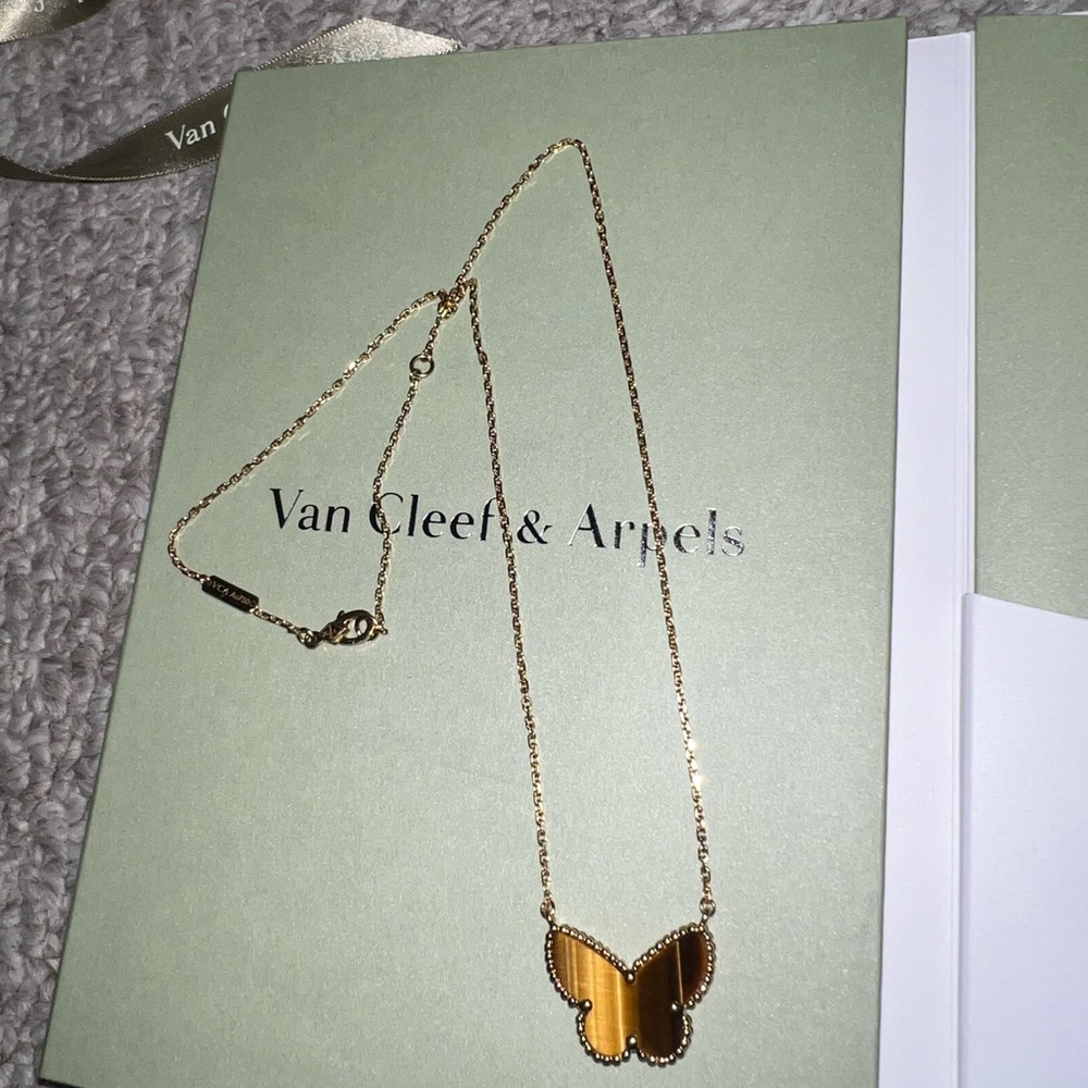 Van Cleef & Arpels Butterfly Pendant Tigers Eye - Picture 8 of 11